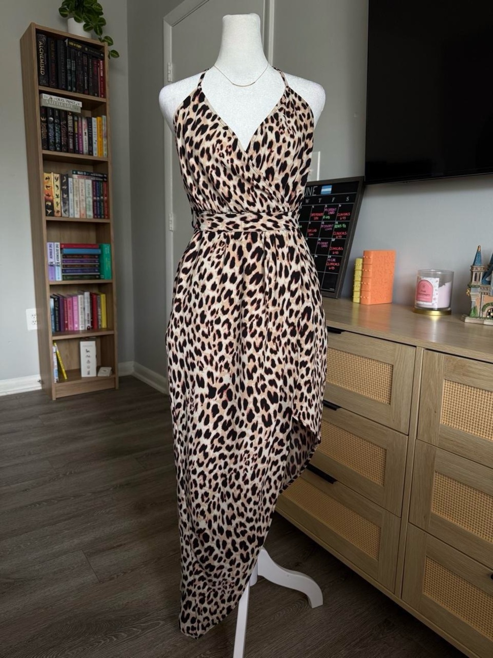 material girl cheetah print high low dress